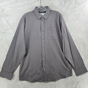 Poncho Button Down Shirt Mens Medium Grey Regular Fit Long Sleeve Performance